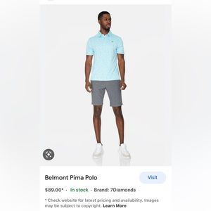 Men’s polo style golf shirt, teal color with diamond printSmoke free home.